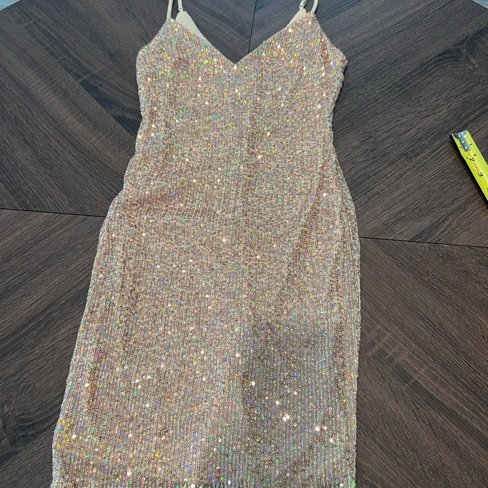 HOCO! Glittering nude & rose gold Mini Dress NWOT small